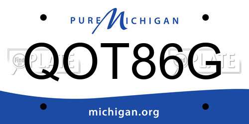 QOT86G Michigan License Plate