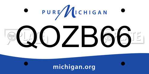 QOZB66 Michigan License Plate