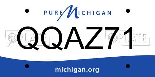 QQAZ71 Michigan License Plate