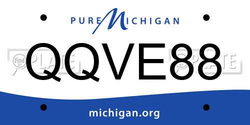 QQVE88 Michigan License Plate