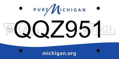 QQZ951 Michigan License Plate