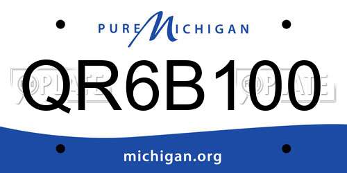 QR6B100 Michigan License Plate