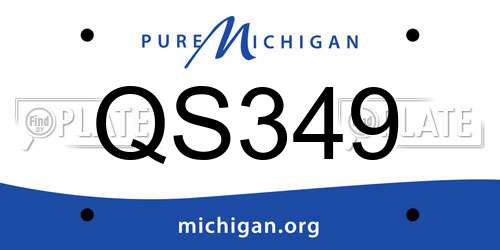 QS349 Michigan License Plate