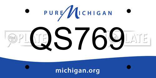 QS769 Michigan License Plate