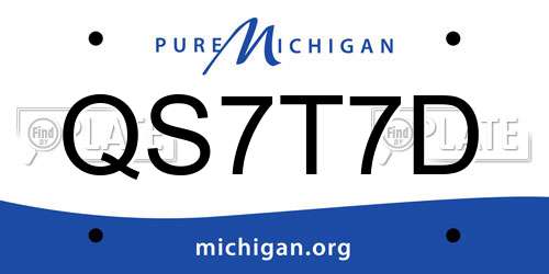 QS7T7D Michigan License Plate