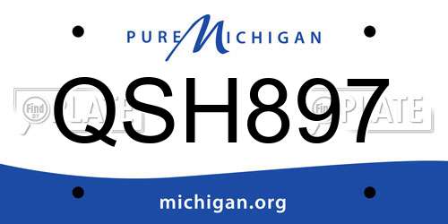 QSH897 Michigan License Plate