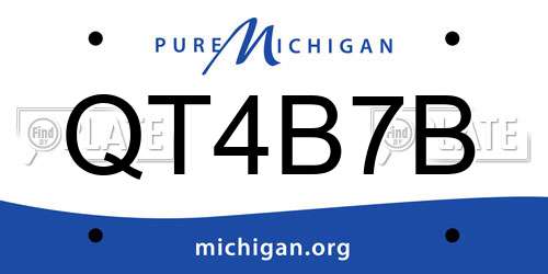 QT4B7B Michigan License Plate