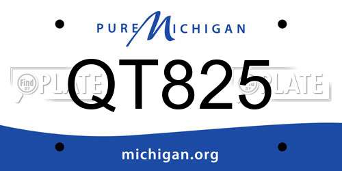 QT825 Michigan License Plate