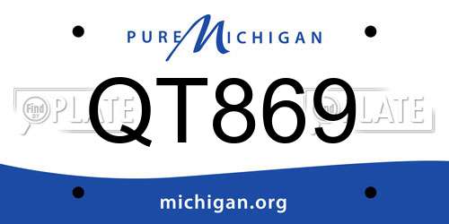 QT869 Michigan License Plate