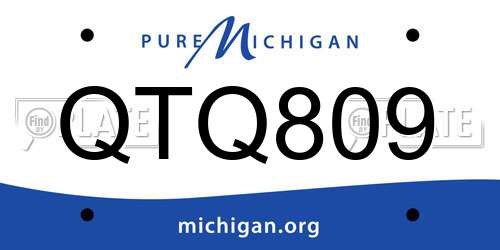 QTQ809 Michigan License Plate