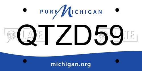 QTZD59 Michigan License Plate