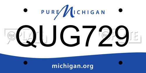 QUG729 Michigan License Plate