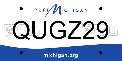 QUGZ29 Michigan License Plate