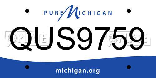 QUS9759 Michigan License Plate