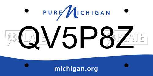 QV5P8Z Michigan License Plate