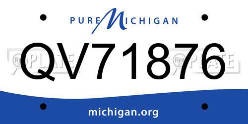 QV71876 Michigan License Plate