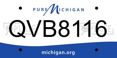 QVB8116 Michigan License Plate