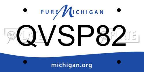 QVSP82 Michigan License Plate