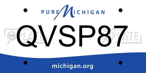 QVSP87 Michigan License Plate
