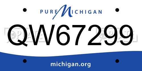 QW67299 Michigan License Plate