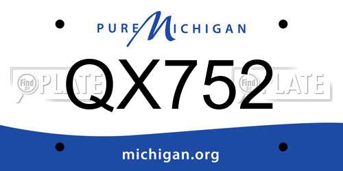QX752 Michigan License Plate