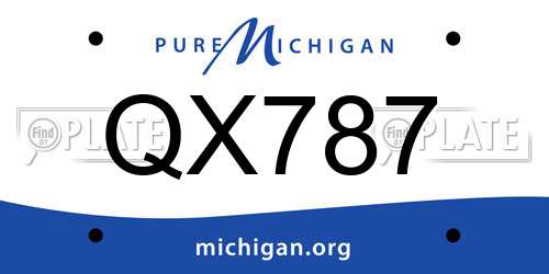 QX787 Michigan License Plate