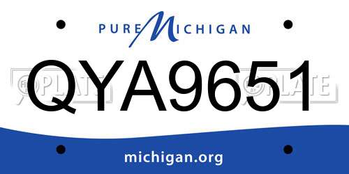 QYA9651 Michigan License Plate