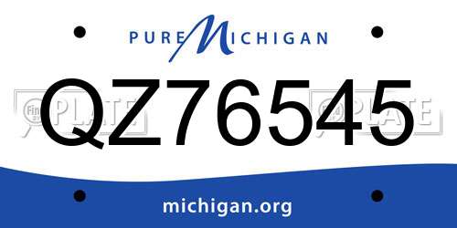 QZ76545 Michigan License Plate