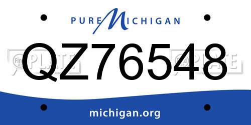 QZ76548 Michigan License Plate