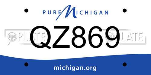 QZ869 Michigan License Plate