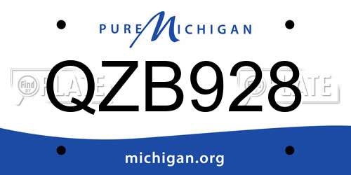 QZB928 Michigan License Plate