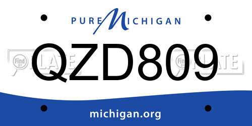 QZD809 Michigan License Plate