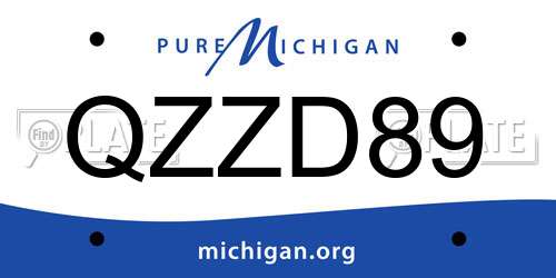 QZZD89 Michigan License Plate