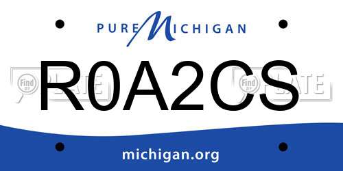 R0A2CS Michigan License Plate