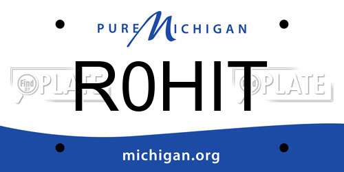 R0HIT Michigan License Plate