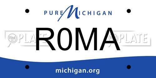 R0MA Michigan License Plate