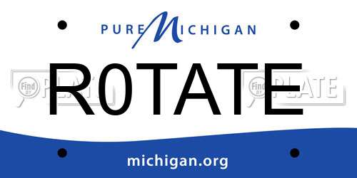 R0TATE Michigan License Plate