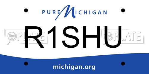 R1SHU Michigan License Plate