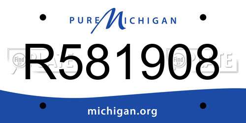 R581908 Michigan License Plate