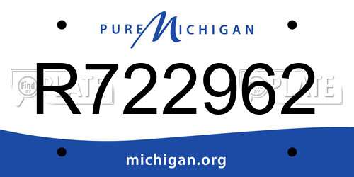 R722962 Michigan License Plate