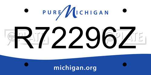 R72296Z Michigan License Plate