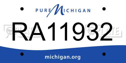 RA11932 Michigan License Plate