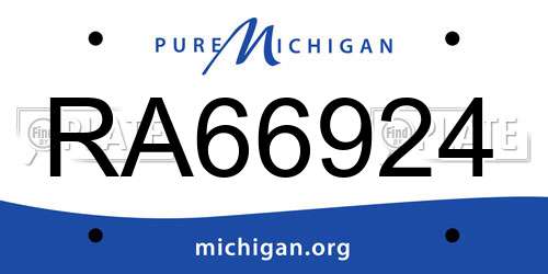 RA66924 Michigan License Plate
