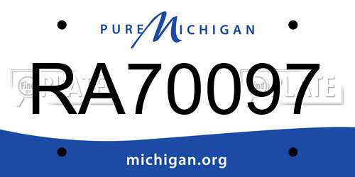 RA70097 Michigan License Plate