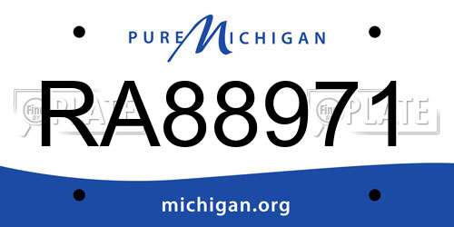 RA88971 Michigan License Plate