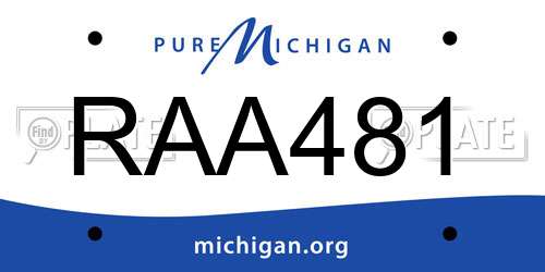 RAA481 Michigan License Plate