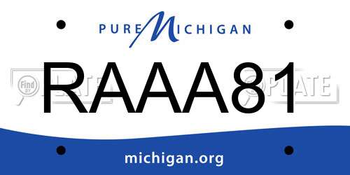 RAAA81 Michigan License Plate