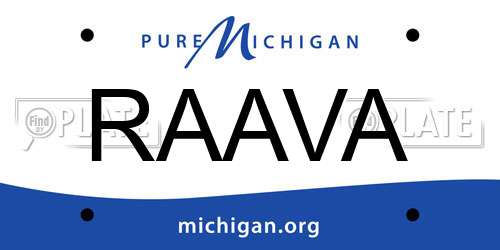 RAAVA Michigan License Plate