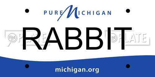 RABBIT Michigan License Plate