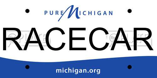 RACECAR Michigan License Plate